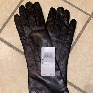 Coach Cashmere Lined Black Leather Driving Glove